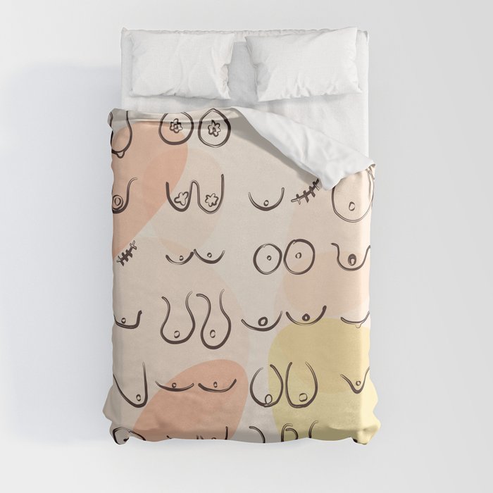 Modern Abstract All Boobies are Beautiful Duvet Cover