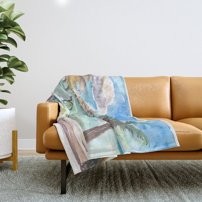 Tropical Sea with Pacific Cocktails At Marquesas Archiepelago Throw Blanket
