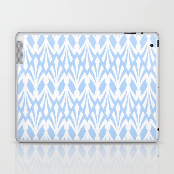 Decorative Plumes - White on Pastel Blue Laptop & iPad Skin