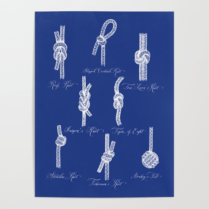 Nautical Knots (Navy and White) Poster
