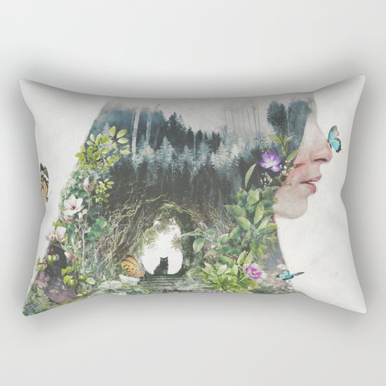 Cat in the Garden of Your Mind Rectangular Pillow