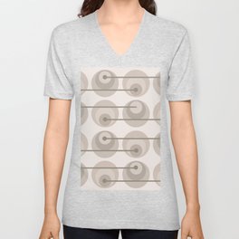 Mid Century Modern Circles Art Taupe Light V Neck T Shirt