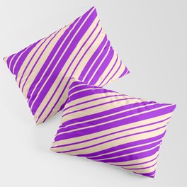 [ Thumbnail: Dark Violet and Bisque Colored Stripes/Lines Pattern Pillow Sham ]