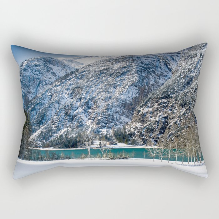 Achensee Winter Lake Landscape - Fine Art Nature Photography - Snow Alps Mountains in Austria Rectangular Pillow
