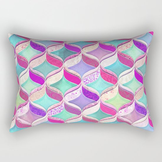Patchwork Ribbon Ogee Pattern with Pink & Purple Rectangular Pillow