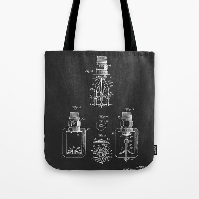 Automatic Fire sprinkler, patent Tote Bag by nobelart Society6