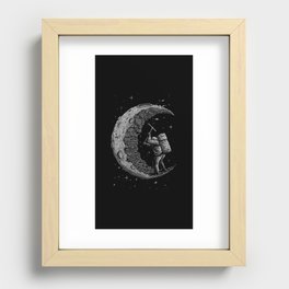 astronauts dig up the moon Recessed Framed Print