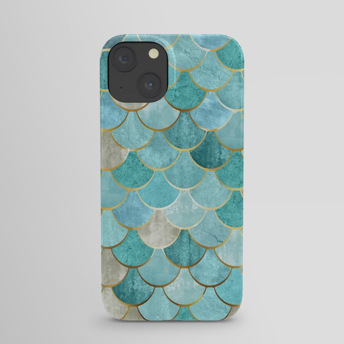 Moroccan Mermaid Fish Scale Pattern, Aqua,Teal iPhone Case