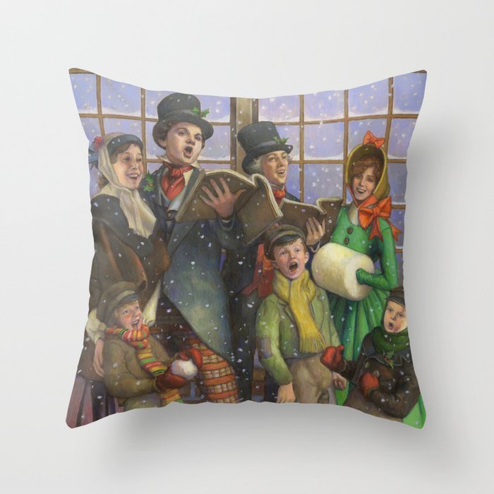 Christmas Carolers Throw Pillow