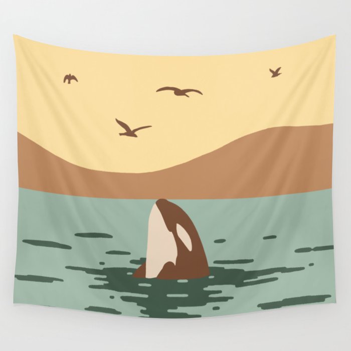 Orca Killer whale art Wall Tapestry