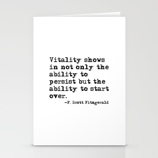 The ability to start over - F. Scott Fitzgerald quote Stationery Cards