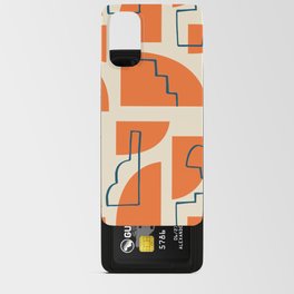 Mid Century Modern Abstract - Blue, orange & cream Android Card Case