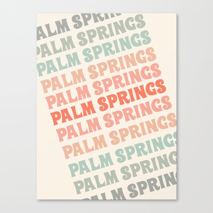 Palm Springs typography trendy retro vintage style 70s minimal art socal cali vibes Canvas Print