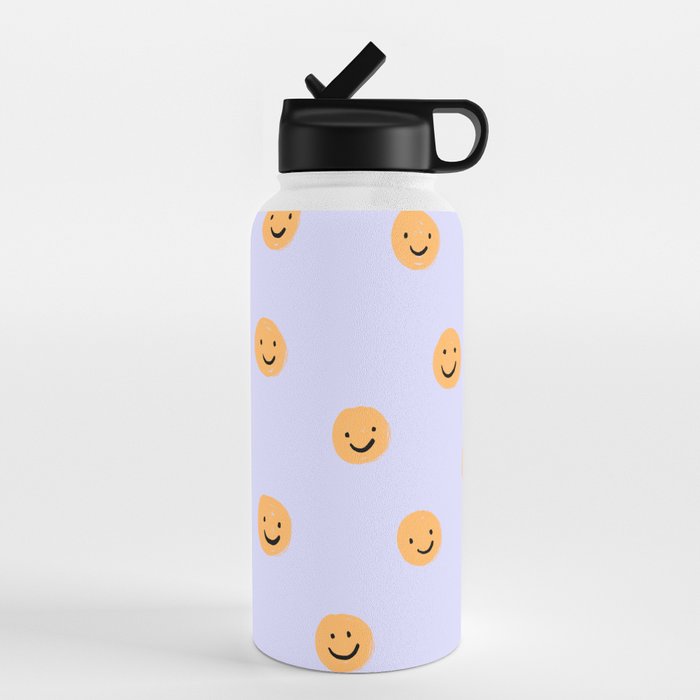 White Puff with Smiley Charm Water Bottle Charm