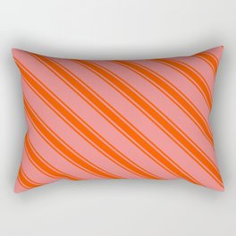 [ Thumbnail: Light Coral and Red Colored Lines/Stripes Pattern Rectangular Pillow ]