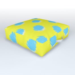 Yellow and Blue Abstract Circles Outdoor Floor Cushion