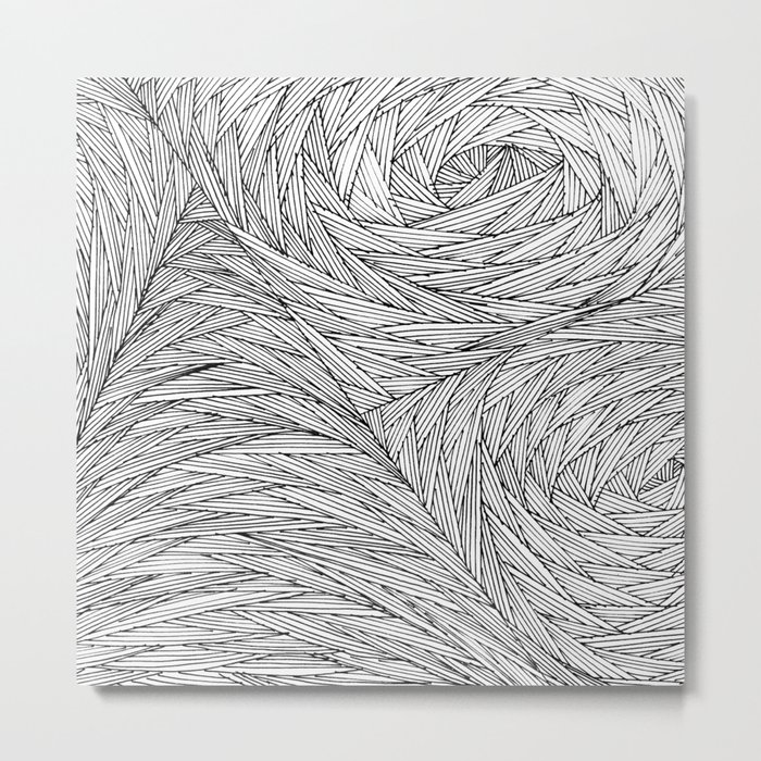 Abstract Black And White Lines Pattern Drawing Metal Print By Melikeozmen Society6