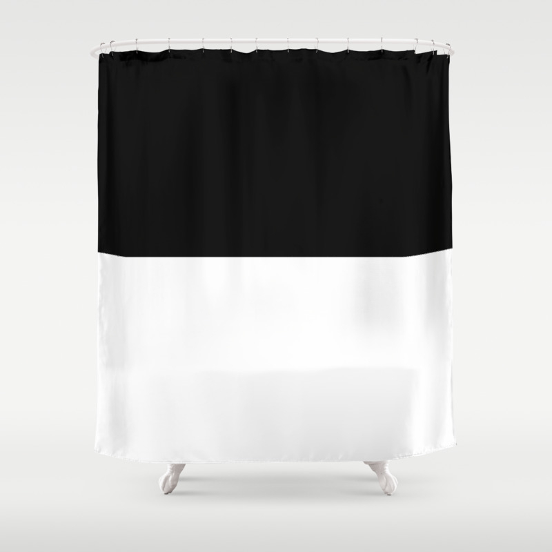 Black And White Half And Half Split Shower Curtain By