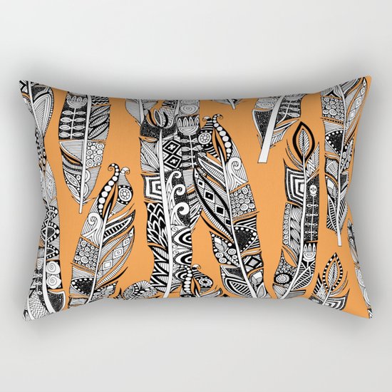 geo feathers orange Rectangular Pillow