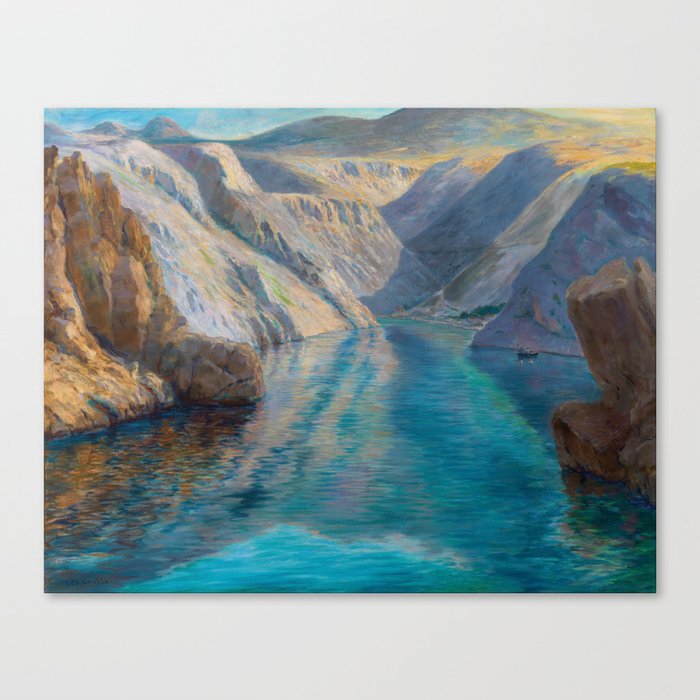 Žrnovnica lake and river, alpine mountain sapphire blue lake landscape painting Menci Clement Crnčić Canvas Print