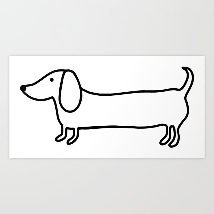 Simple dachshund black drawing Art Print