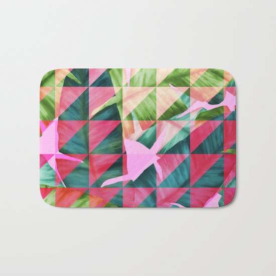 Abstract Hot Pink Banana Leaves Design Bath Mat