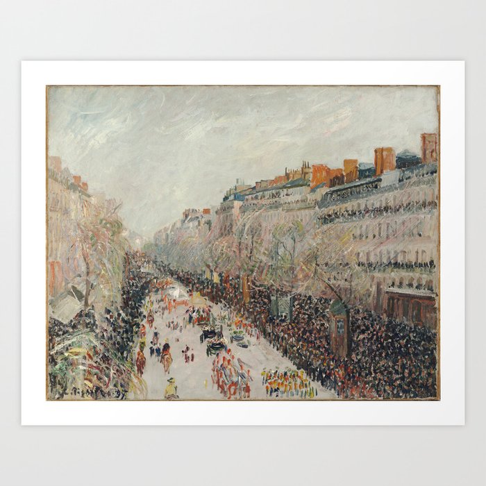 Mardi Gras on Monmartre Boulevard in Paris by Camille Pissarro Art Print