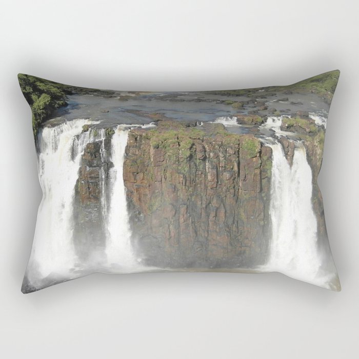 Argentina Photography - The Beautiful Iguazu Falls Under The Rainbow Rectangular Pillow