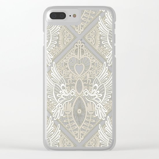 love bird lace blue Clear iPhone Case