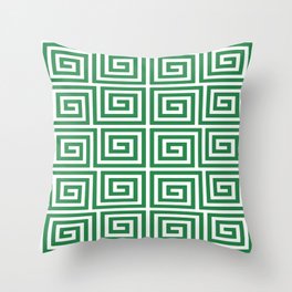 Greek Key Pattern 130 Green Throw Pillow