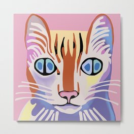 Alien Tabby Cat with Four Pupils Metal Print