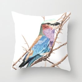Lilac breasted roller Throw Pillow
