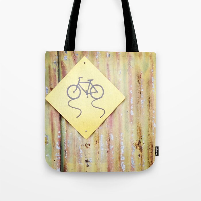 Yellow Bike Sign Tote Bag