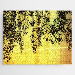 golden sunset weeping willow tree Jigsaw Puzzle