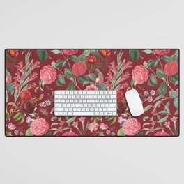 Blooming Garden - Red Dahlia Lush Floral Pattern Desk Mat