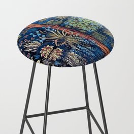 Tree of Life reflecting water of garden lily pond twilight blue nature landscape painting Bar Stool