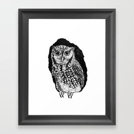 Screech Owl BW Framed Art Print