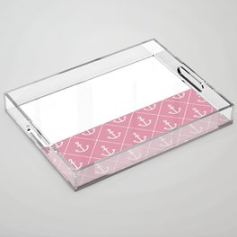 White Anchors on Blush Pink and White Horizontal Split Acrylic Tray