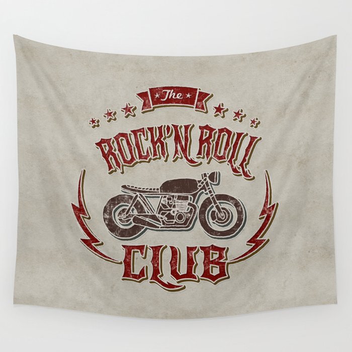 Rock 'n Roll Motorcycle Club Wall Tapestry