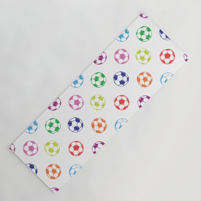 Soccer balls doodle pattern. Digital Illustration Background Yoga Mat