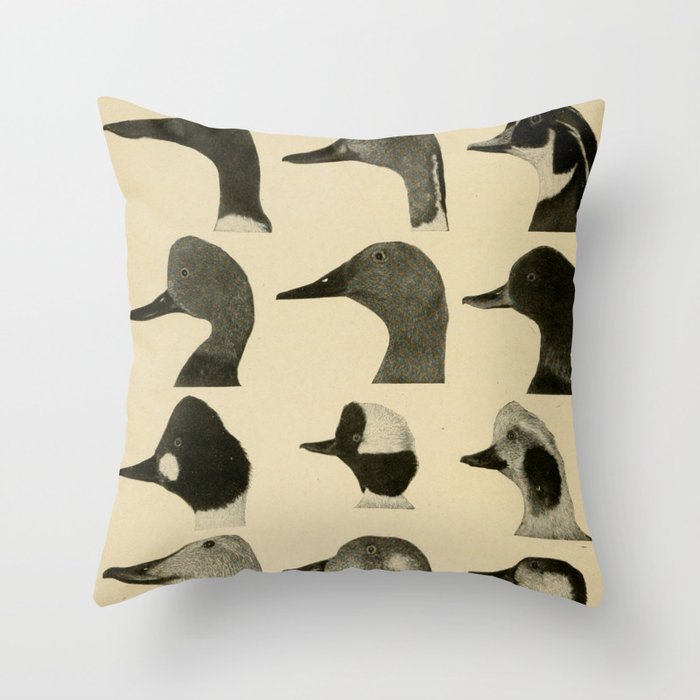 Vintage Duck Heads Throw Pillow