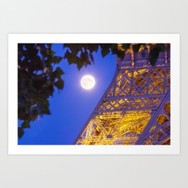 Eiffel Tower Moon Art Print