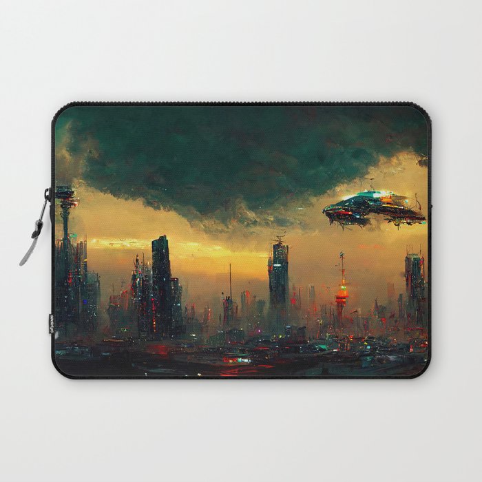 Flying to the Infinite City Laptop Sleeve