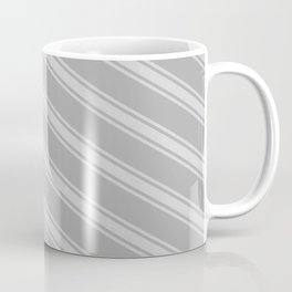 [ Thumbnail: Dark Gray & Light Gray Colored Stripes/Lines Pattern Coffee Mug ]