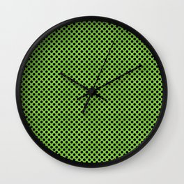 Jasmine Green and Black Polka Dots Wall Clock