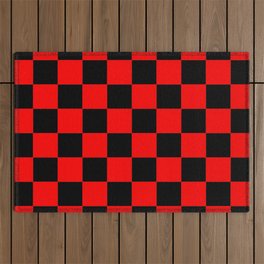 Damier 10 red and black Outdoor Rug