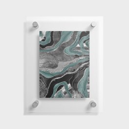 Pale Teal Gray Marble Agate Silver Glitter Glam #1 (Faux Glitter) #decor #art #society6 Floating Acrylic Print