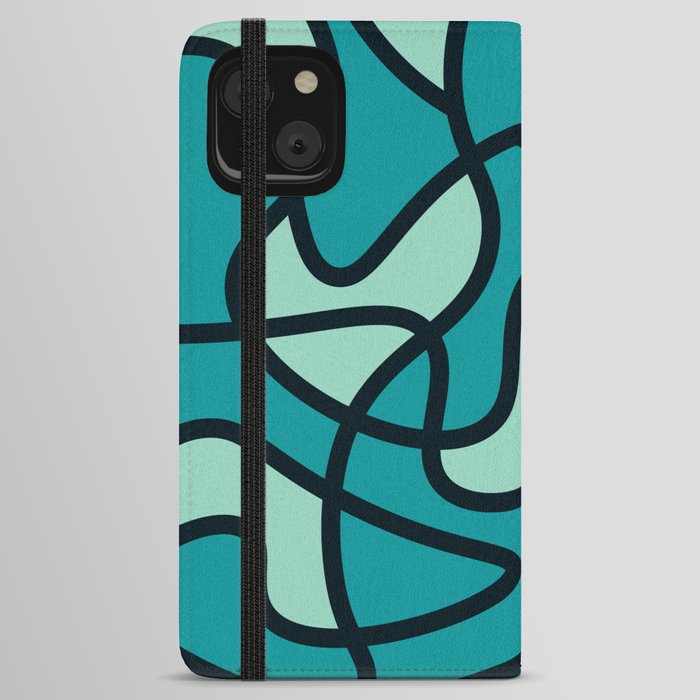 Messy Scribble Texture Background - Viridian Green and Pearl Aqua iPhone Wallet Case