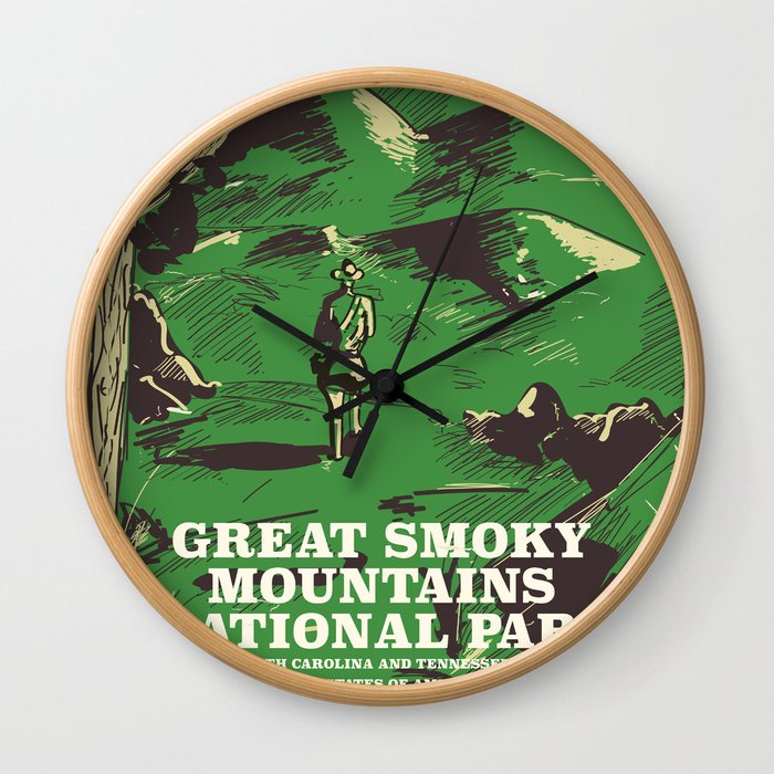 Great Smoky Mountains National Park vintage travel poster Wall Clock