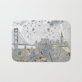 San Francisco skyline old map Bath Mat | Vintage, Digital, Collage 